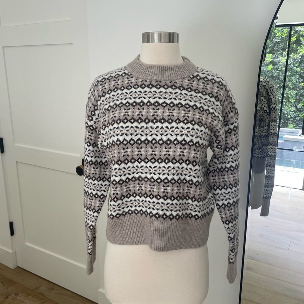 Levi's Taupe and White Fair Isle Crewneck Sweater